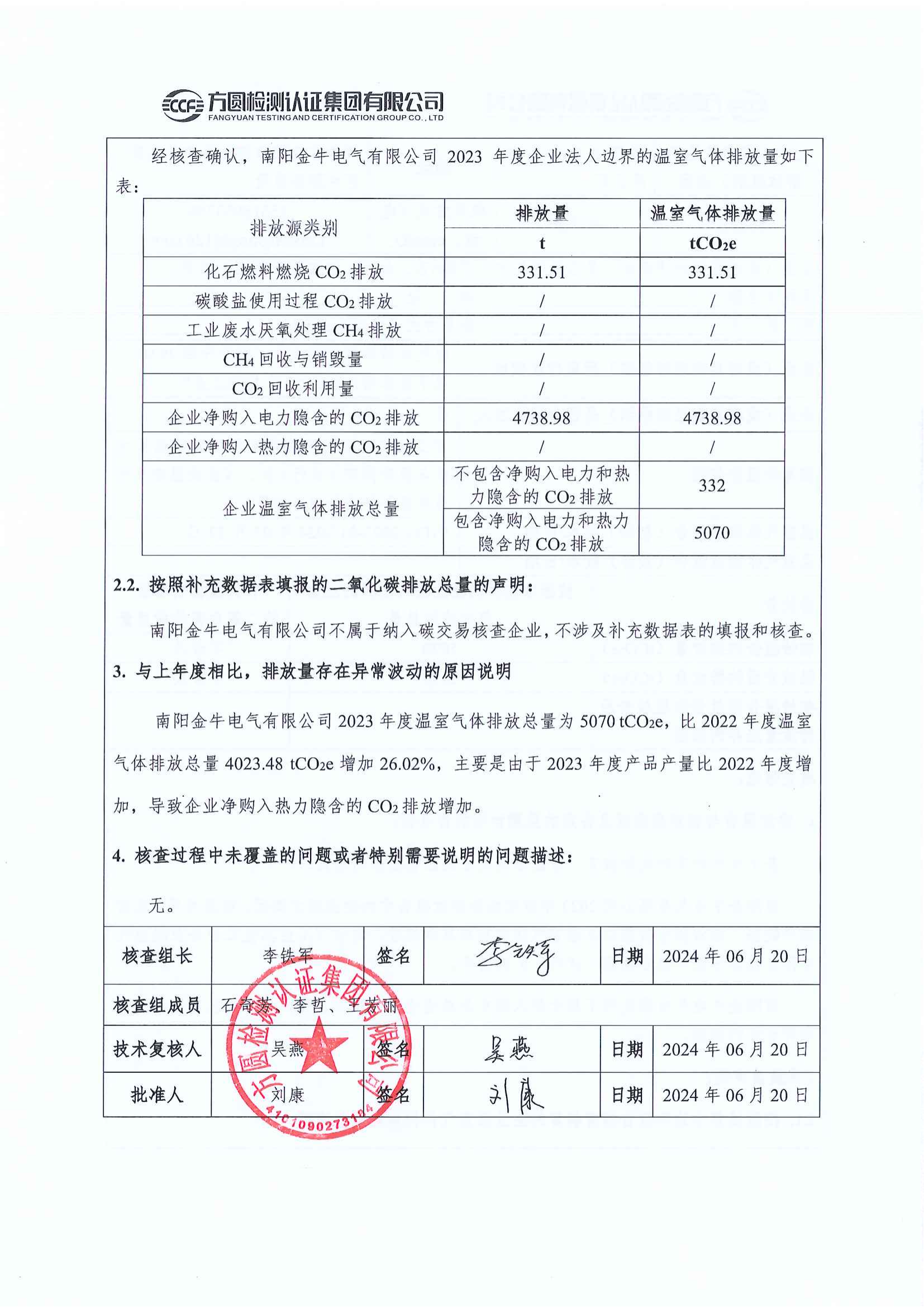 南陽金牛電氣有限司2023年度溫室氣體排放核查報(bào)告(圖3)